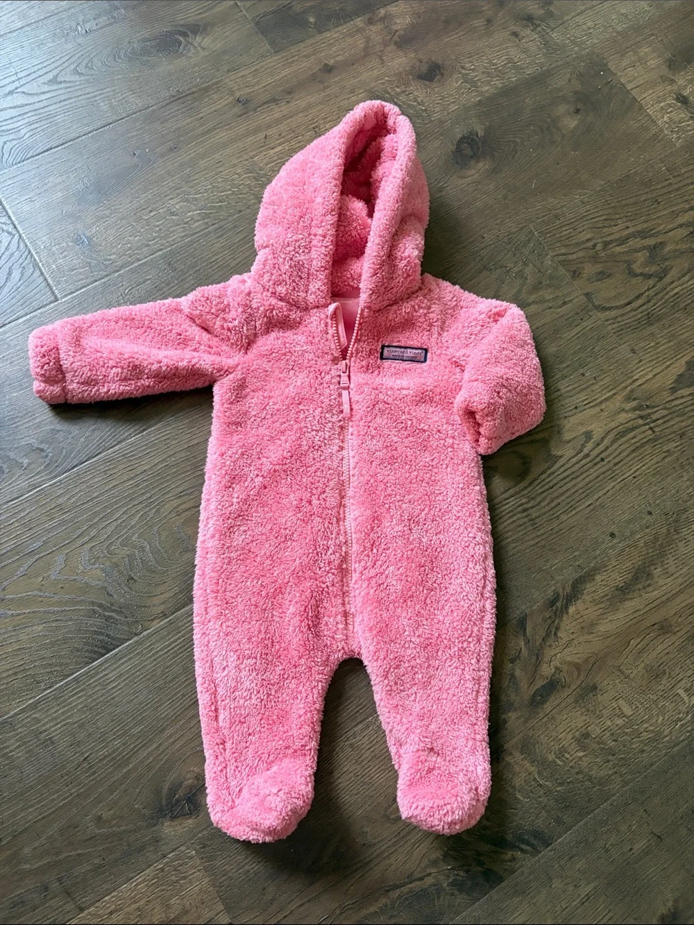 Vineyard Vines Pink Hooded Fleece Baby One-Piece